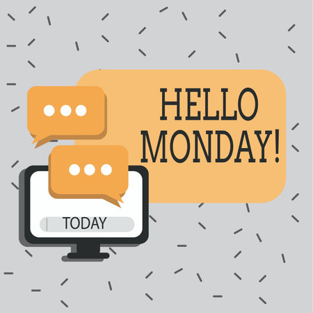 Text sign showing Hellomonday. Business photo showcasing Positive Message for a new day Week Startの写真素材