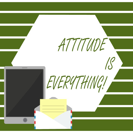 Writing note showing Attitude Is Everything. Business concept for Personal Outlook Perspective Orientation Behaviorの写真素材