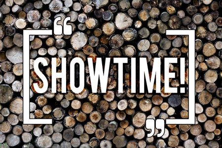 Word writing text Showtime. Business photo showcasing Time a Play Film Concert Perforanalysisce...