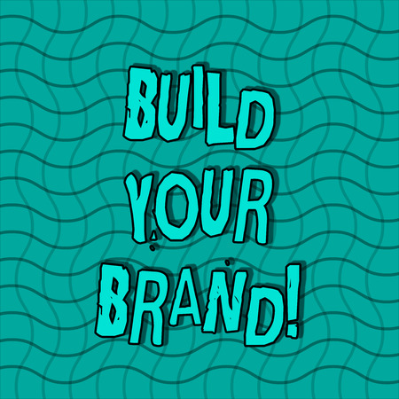 Word writing text Build Your Brand. Business photo showcasing creates or improves customers knowledge and opinions of product Wavy Horizontal and Vertical Lines in Square Mesh Net Pattern in Green Toneの写真素材
