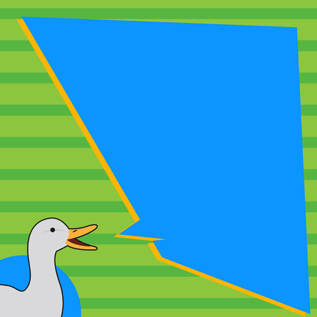 Illustration of Duck Speaking with Uneven Shape Blank Blue Speech Balloon Design business concept Empty copy text for Web banners promotional material mock up templateのイラスト素材
