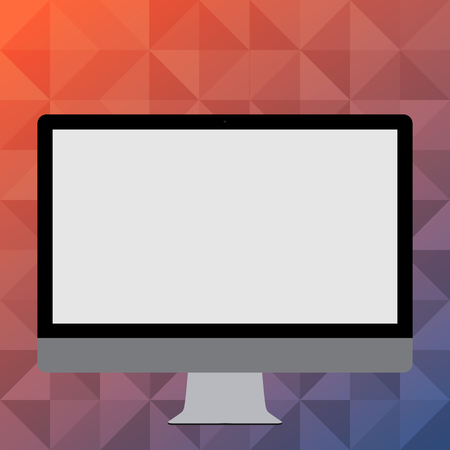 Blank White Computer Monitor WideScreen Mounted on a Stand for Technology Design business Empty template isolated Minimalist graphic layout template for advertisingのイラスト素材
