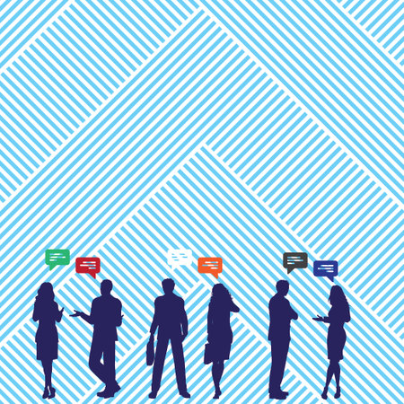 Silhouette Figures of Business PeopleTalking with Gestures and Text Balloon Business concept Empty...