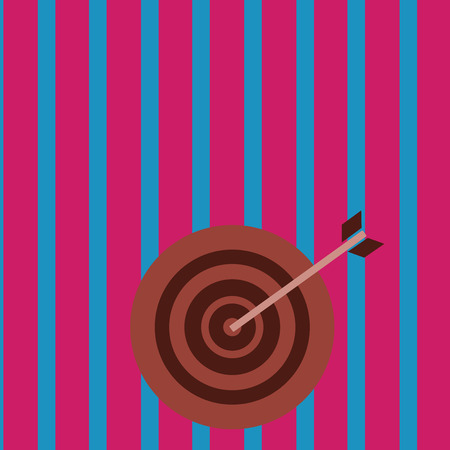 Color Dart Board in Concentric Style with Arrow Hitting the Center Bulls Eye Design business concept Empty template copy space text for Ad website isolatedのイラスト素材