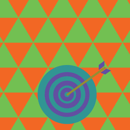 Color Dart Board in Concentric Style with Arrow Hitting the Center Bulls Eye Business concept Empty...