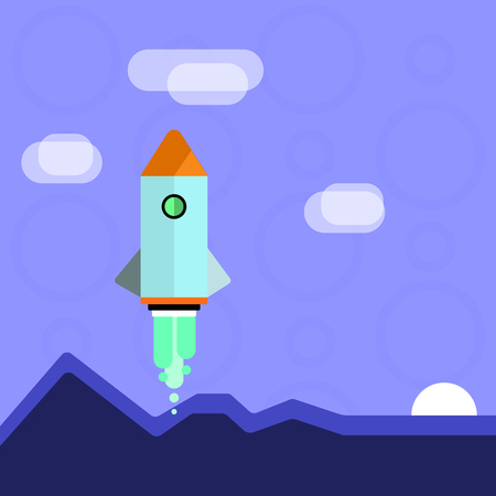 Colorful Spacecraft Shuttle Rocketship Launching for New Business Startup Business Empty template for Layout for invitation greeting card promotion poster voucherのイラスト素材
