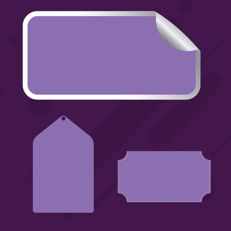 Blank Color Label, Self Adhesive Sticker with Border, Bended Corner and Tag Copy Space design Empty template text for Ad, promotion, poster, flyer, web banner, articleのイラスト素材