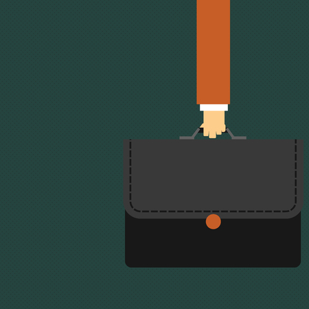 Businessman Hand Carrying Colorful Briefcase Portfolio with Stitch Applique Design business concept Empty copy text for Web banners promotional material mock up templateのイラスト素材