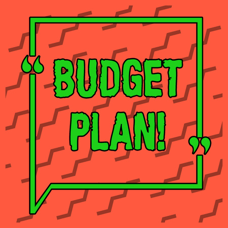 Writing note showing Budget Plan. Business concept for estimate of income and expenditure for set period of time Two Tone Orange Broken Jagged Lines Alternately in Slanting Positionの写真素材