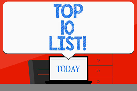 Word writing text Top 10 List. Business photo showcasing highest ranked demonstratings places or...