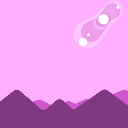 View of Colorful Mountains and Hills with Lunar and Solar Eclipse Happening Design business concept Empty template copy space text for Ad website isolatedのイラスト素材