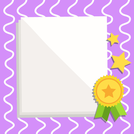 White Blank Sheet of Parchment Paper Stationery with Ribbon Seal Stamp Label Design business concept Empty copy text for Web banners promotional material mock up template.のイラスト素材