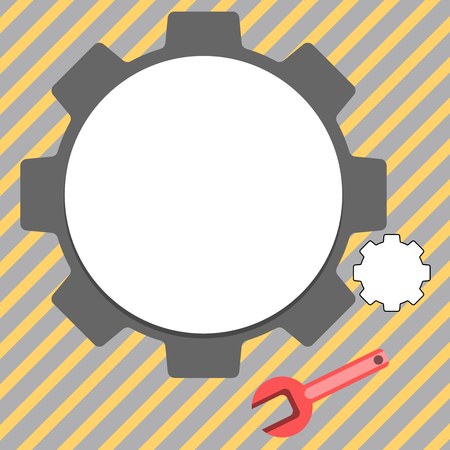 Big and Small Cog Wheel Gear and Wrench Mechanical Tool for SEO and Web Icon Design business concept Empty copy text for Web banners promotional material mock up template.のイラスト素材