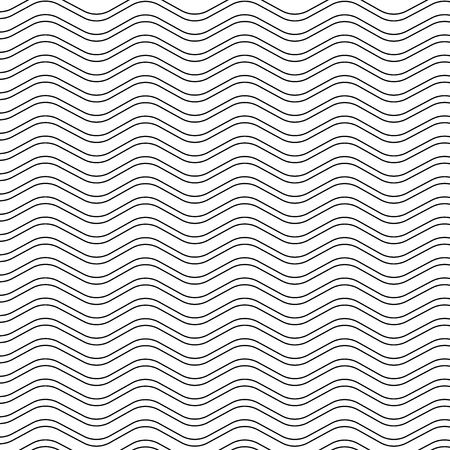 Pattern of Seamless Wavy and Curly Black Horizontal Lines on White Surface Copy Space design Empty template text for Ad, promotion, poster, flyer, web banner, articleのイラスト素材
