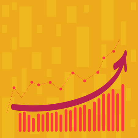 Combination of Colorful Column and Line Graphic Chart with Arrow Going Up Business concept Empty...
