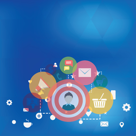 Illustration of Digital Marketing Campaign Icons and Elements for Ecommerce Design business concept Empty copy space modern abstract backgroundのイラスト素材