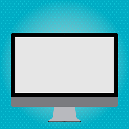 Blank White Computer Monitor WideScreen Mounted on a Stand for Technology Design business Empty copy space text for Ad website promotion isolated Banner templateのイラスト素材