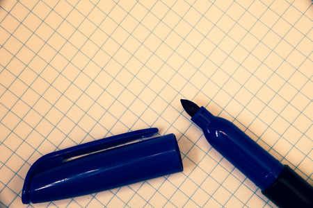 Design business concept Empty copy text for Web banners promotional material mock up template. Text two Words written paper open blue marker cap message letter schoolの写真素材