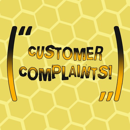 Text sign showing Customer Complaints. Business photo showcasing expression of dissatisfaction on a consumer s is behalf Mesh Pattern of Hexagon Shape in Golden Yellow Pastel Color for Backgroundの写真素材