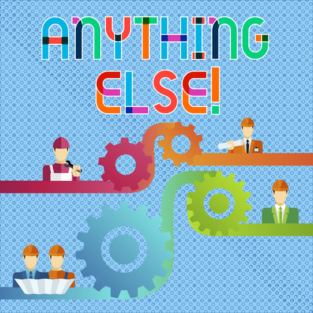 Handwriting text Anything Else. Conceptual photo can be of assistance or any further information required Cog Gear Setting Icon Connecting Men from Different Professional Characterの写真素材