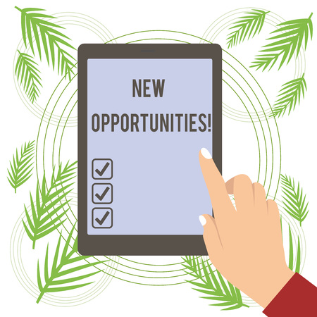 Text sign showing New Opportunities. Business photo text exchange views condition favorable for attainment goalの写真素材