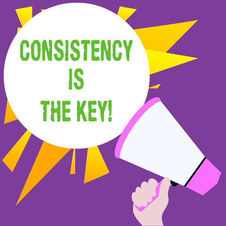 Writing note showing Consistency Is The Key. Business concept for by Breaking Bad Habits and Forming Good Onesの写真素材
