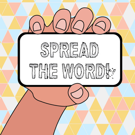 Handwriting text writing Spread The Word. Conceptual photo share the information or news using social mediaの写真素材