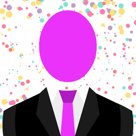 Symbolic Drawing Emblematic Figure of Man Formal Suit Oval Faceless Head Design business concept Empty template copy space text for Ad website isolatedのイラスト素材