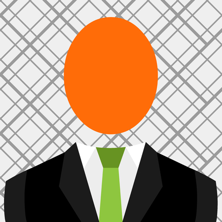 Symbolic Drawing Emblematic Figure of Man Formal Suit Oval Faceless Head Business Empty template for Layout for invitation greeting card promotion poster voucherのイラスト素材