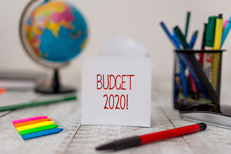 Text sign showing Budget 2020. Business photo text estimate of income and expenditure for next or...