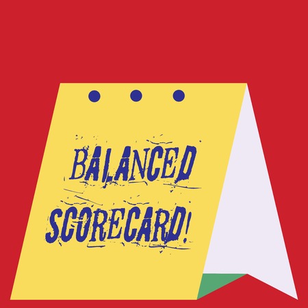 Writing note showing Balanced Scorecard. Business concept for a perforanalysisce metric used in strategic analysisagement Modern fresh design of calendar using hard paper materialの写真素材