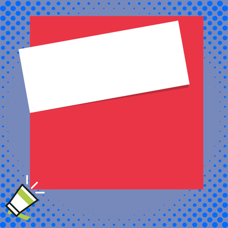 Big blank square rectangle stick above small megaphone left down cornerのイラスト素材