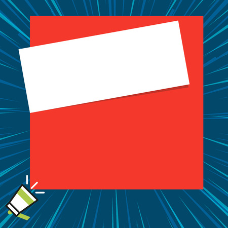 Big blank square rectangle stick above small megaphone left down cornerのイラスト素材