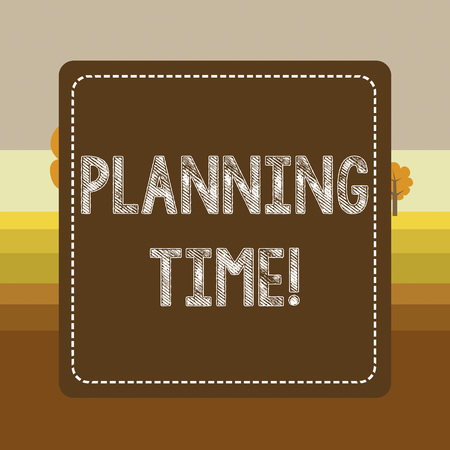 Text sign showing Planning Time. Business photo showcasing Exercising mindful control of time spent on specific activity Dashed Stipple Line Blank Square Colored Cutout Frame Bright Backgroundの写真素材
