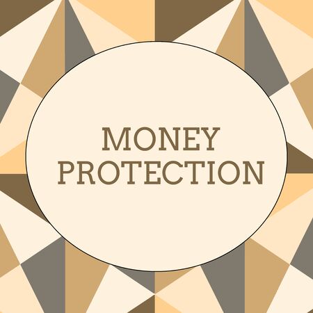 Handwriting text writing Money Protection. Conceptual photo protects the rental money tenant pays to landlord Obtuse Triangle Shape in Earth Tone Forming Mosaic and Stained Glass Patternの写真素材