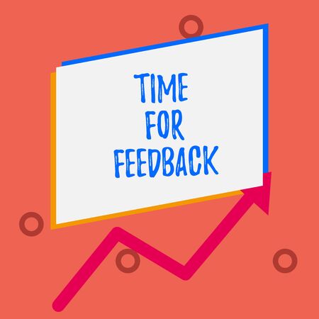 Writing note showing Time For Feedback. Business concept for information about reactions to a product or services One blank rectangle above another arrow zigzag upwards increasing saleの写真素材