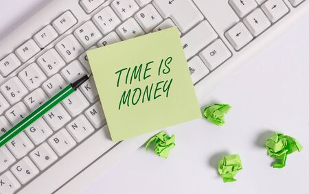 Word writing text Time Is Money. Business photo showcasing time is a valuable resource Do things as quickly as possibleの写真素材