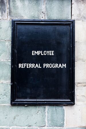 Word writing text Employee Referral Program. Business photo showcasing employees are rewarded for introducing recruitsの写真素材