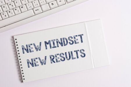 Text sign showing New Mindset New Results. Business photo showcasing obstacles are opportunities to reach achievementの写真素材