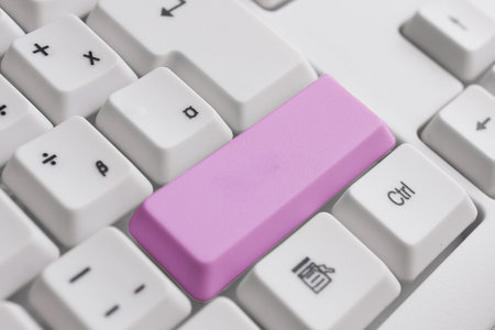 White pc keyboard with empty note paper above white background key copy space