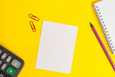 Pile of empty papers with copy space on the table. Paper clips with blank papers for text messages.の写真素材