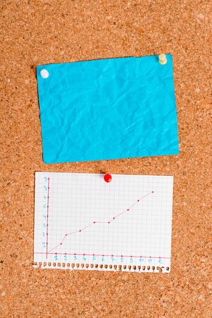 Corkboard color size paper pin thumbtack tack sheet billboard notice boardの写真素材