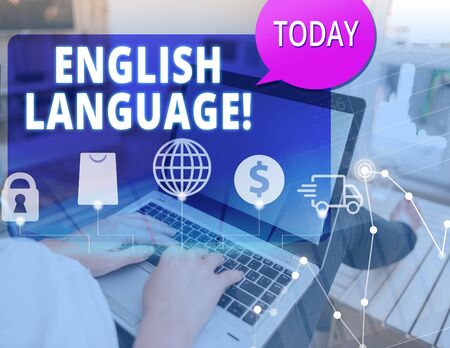 Word writing text English Language. Business photo showcasing third spoken native lang in world after Chinese and Spanishの写真素材