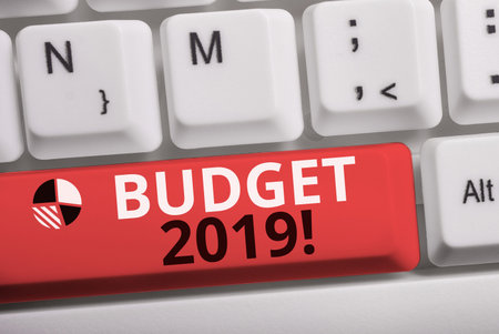 Word writing text Budget 2019. Business photo showcasing estimate of income and expenditure for...