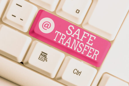 Writing note showing Safe Transfer. Business concept for Wire Transfers electronically Not paper...