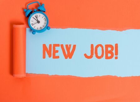 Conceptual hand writing showing New Job. Concept meaning recently having paid position of regular employmentの写真素材