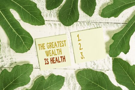 Text sign showing The Greatest Wealth Is Health. Business photo showcasing Many sacrifice their money just to be healthyの写真素材