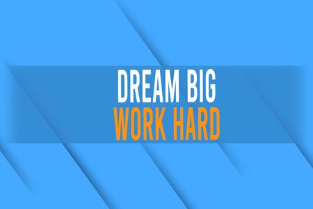 Handwriting text writing Dream Big Work Hard. Conceptual photo Believe in yourself and follow the dreams and goals Repetition of Diagonal Shadowed Stripes. Slanting Shaded Lines Patternの写真素材