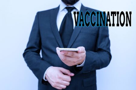 Handwriting text Vaccination. Conceptual photo Treatment which makes the body stronger against infectionの写真素材