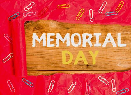 Word writing text Memorial Day. Business photo showcasing To honor and remembering those who died in military serviceの写真素材